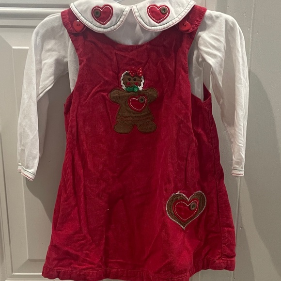 Red Gingerbread Heart Kids dress - Picture 1 of 11